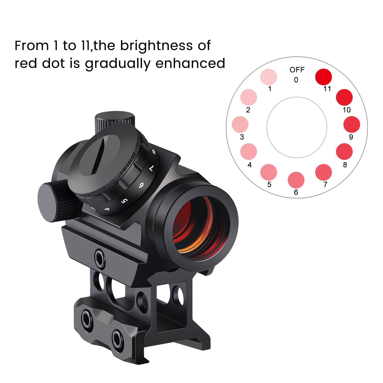 102T RED DOT SIGHT AIRSOFT RED DOT SCOPE WITH HIGH MOUNT RAIL - OPTICREV