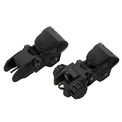 TS2 Polymer Black Fiber Optics Iron Sights Flip-up Front and Rear Sights with Red and Green Dots Fit Picatinny Weaver Rails