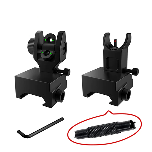 IS1 Tactical Fiber Optics Low Profile Flip up Iron Sight with Front Red Dot Sight and Rear Green Dot Sight