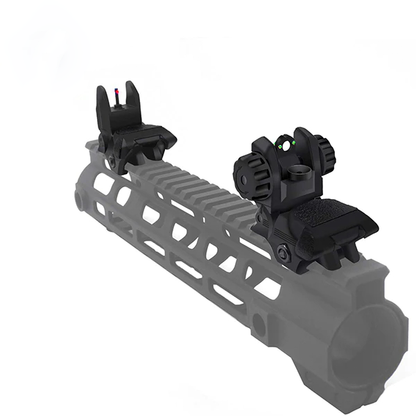 TS2 Polymer Black Fiber Optics Iron Sights Flip-up Front and Rear Sights with Red and Green Dots Fit Picatinny Weaver Rails