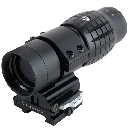 ‎BBRAND 3X MAGNIFIER FLIP TO SIDE SCOPE 3X30MM RIFLE MAGNIFIER WITH QD MOUNT AND LEN COVERS - OPTICREV